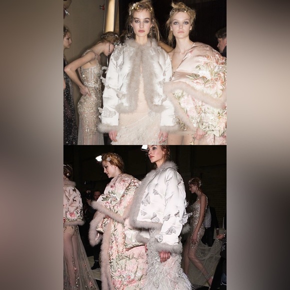 Rare runway 2016 silver pearl embroidered butterfly fur coat — Naomi Campbell - Picture 8 of 11